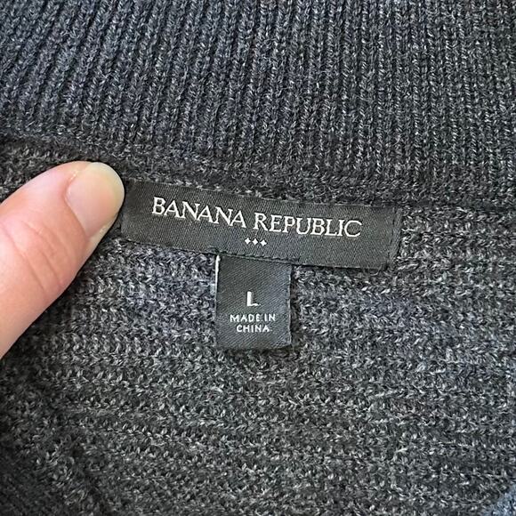 Banana Republic Men’s Charcoal & Dark Gray Half Zip Mock Neck Sweater Size L - Picture 2 of 10